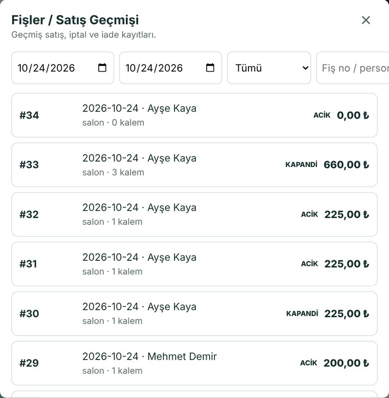 Fişler / Satış geçmişi