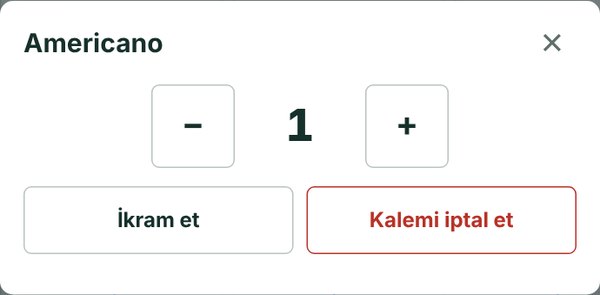 Kalem penceresi (sorumlu girişinde İkram ve İptal görünür)