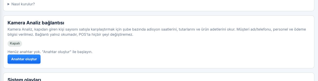 Sistem › Kamera Analiz bağlantısı